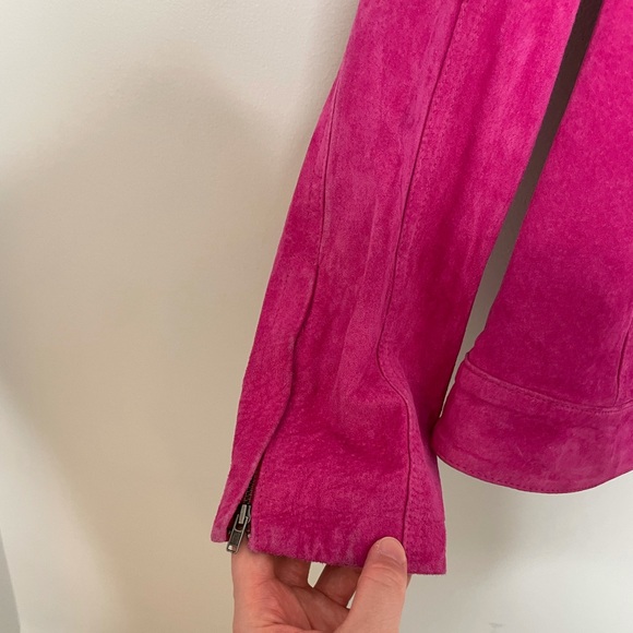 NWT hot pink Moto leather jacket zip up petite small - Picture 11 of 13